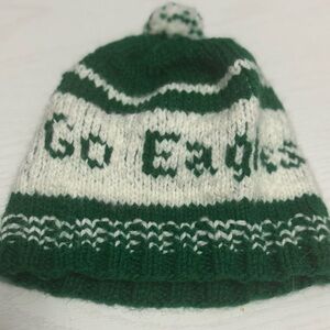 Kids' Green and White 'Go Eagles' Beanie